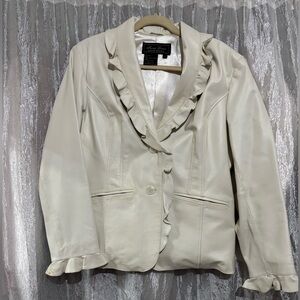 Terry Lewis Classic Luxuries Cream Leather Jacket